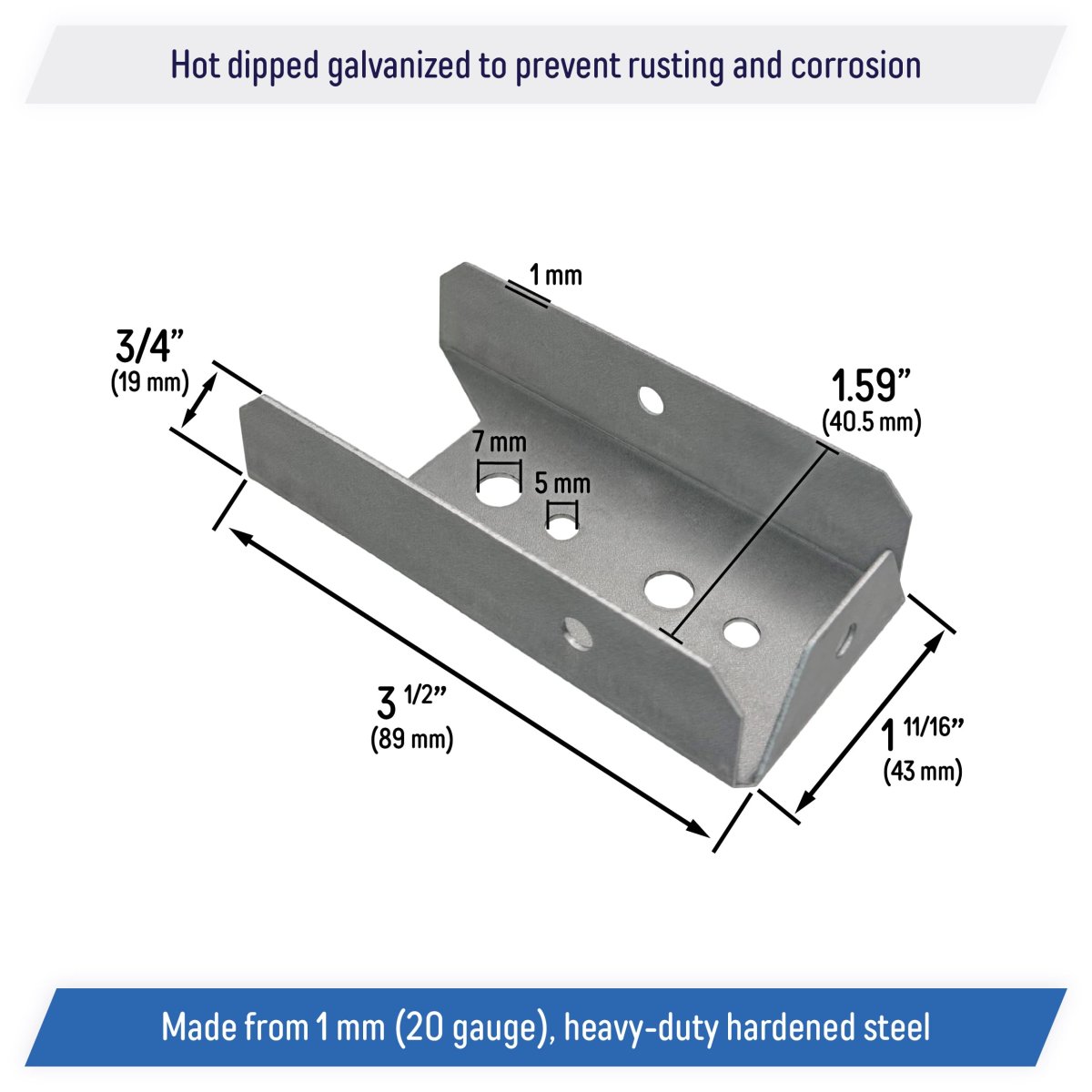 Galvanized 2x4 Fence Bracket Connector For Wood Post Deck Railing 20 Gauge 40 Pack