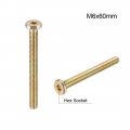 Uxcell M6x60mm Furniture Screw Hex Socket Machine Screws Zinc Plated Fasteners Bolts Full Thread Carbon Steel 10pcs