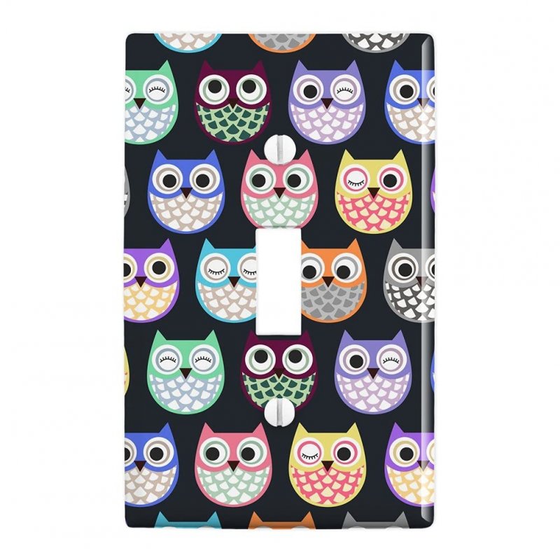 Colorful Owls Cute Pattern Plastic Wall Decor Toggle Light Switch Plate Cover
