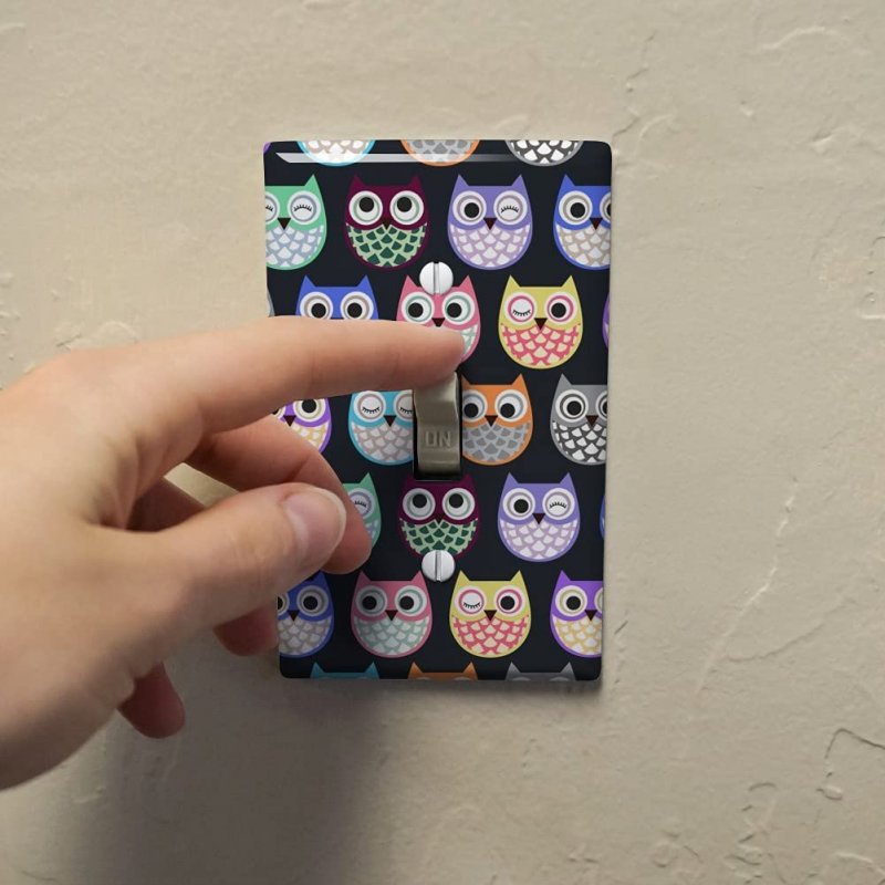 Colorful Owls Cute Pattern Plastic Wall Decor Toggle Light Switch Plate Cover