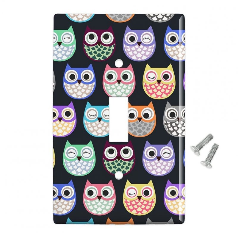 Colorful Owls Cute Pattern Plastic Wall Decor Toggle Light Switch Plate Cover