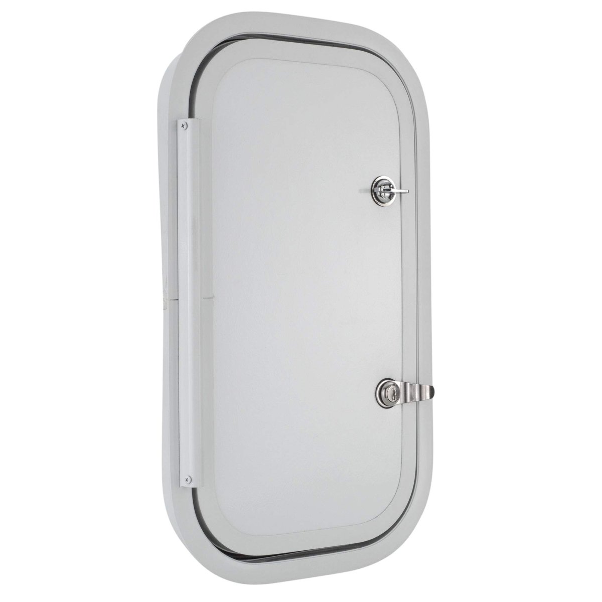 Rv Baggage Door With Rounded Corners For Camper Compartment White Fiberglass 10 In W X 18 H Rp-600s