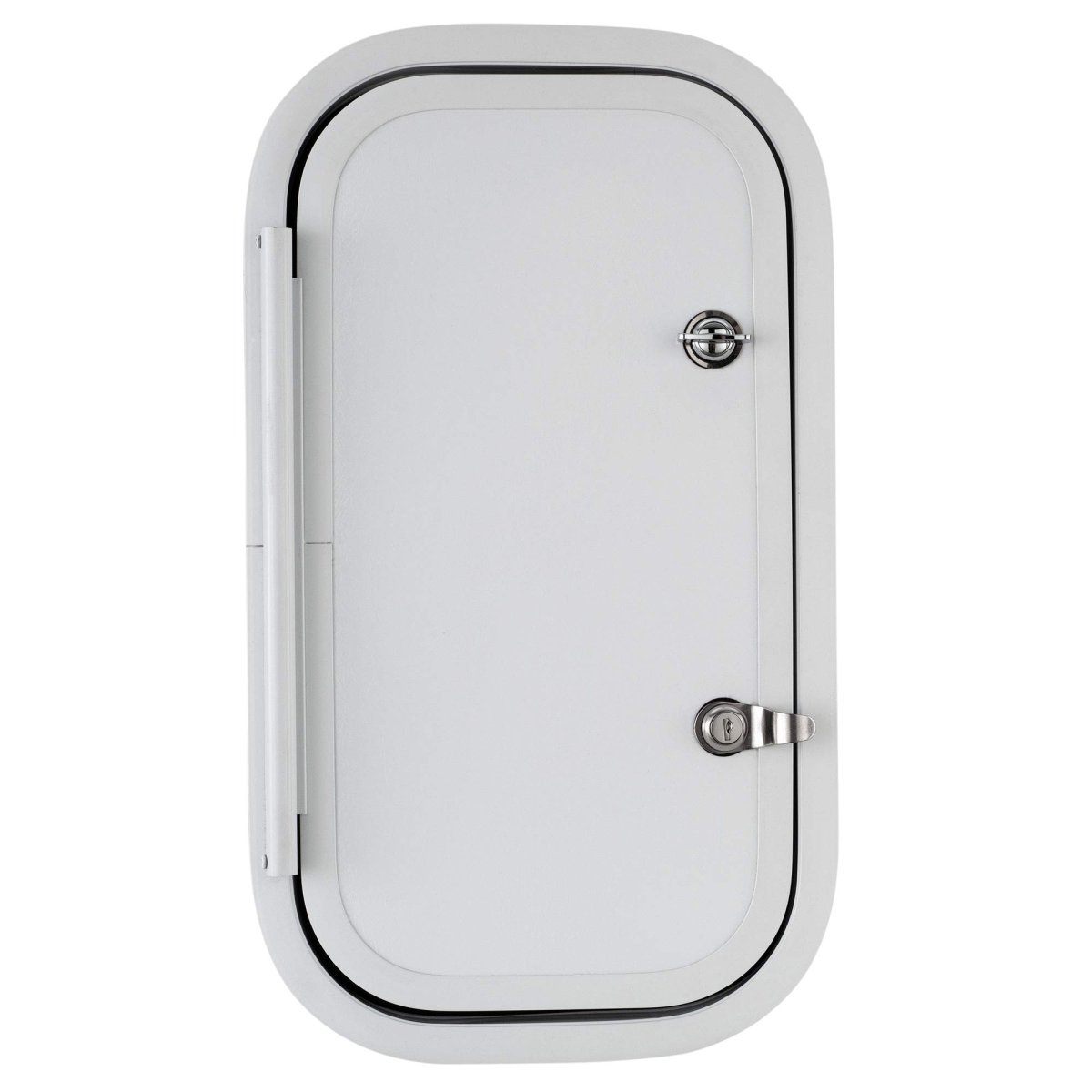 Rv Baggage Door With Rounded Corners For Camper Compartment White Fiberglass 10 In W X 18 H Rp-600s
