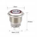 Uxcell Latching Metal Push Button Switch 19mm Mounting Dia 1no 12v Red Led Light With Socket Plug Wires