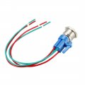 Uxcell Latching Metal Push Button Switch 19mm Mounting Dia 1no 12v Red Led Light With Socket Plug Wires