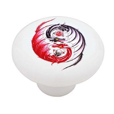 Yin And Yang Dragons Decorative High Gloss Ceramic Drawer Knob