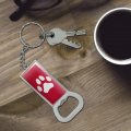 Graphics More Paw Print Dog Cat White On Black Keychain Rectangle Chrome Plated Metal Bottle Cap Opener