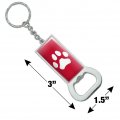 Graphics More Paw Print Dog Cat White On Black Keychain Rectangle Chrome Plated Metal Bottle Cap Opener