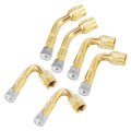 6pcs Metal 45 90 135 Degree Valve Stem Vacuum Tyre Extension Extenders Adapter For Car Motorcycle Gold Tone 