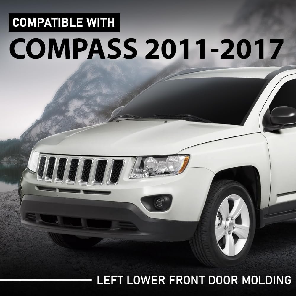 Left Lower Front Door Molding For Jeep Compass 2011-2017 Black 5182563ab