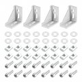 Uxcell 4set Inside Corner Bracket Gusset Kits 58x58x29mm 3060 Angle Connector For 3030 Series Aluminum Profile Silver 16 X