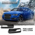 G-plus Front Fog Light Cover Black With Silver Ring Compatible 2013-2016 Audi A5 S-line S5 Facelift Lci Fit For First