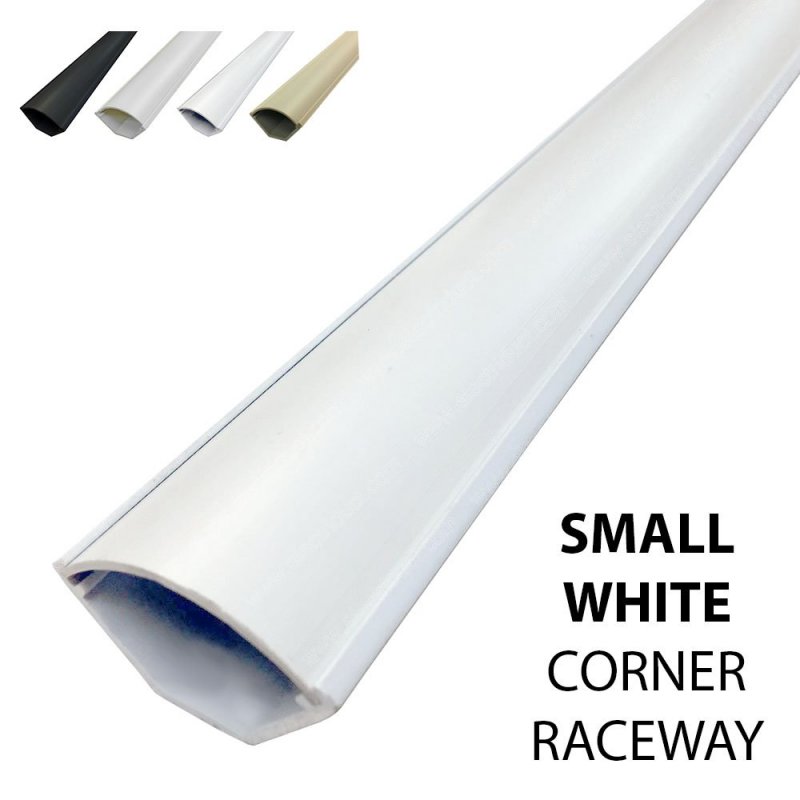 Electriduct Small Corner Duct Cable Raceway 1075 Series 5 Feet White