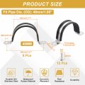 6pcs 48mm 1-7 8 Cable Clamp 304 Stainless Steel Rubber Coated Cushion Insulated Clamps U Holder Pipe Strap With M4x20mm Screws