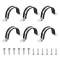 6pcs 48mm 1-7 8 Cable Clamp 304 Stainless Steel Rubber Coated Cushion Insulated Clamps U Holder Pipe Strap With M4x20mm Screws