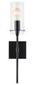 Effimero One-light Wall Vanity Corridor Sconce Lamp Black With Clear Glass Cylinder Linea Di Liara Ll-wl31-blk 