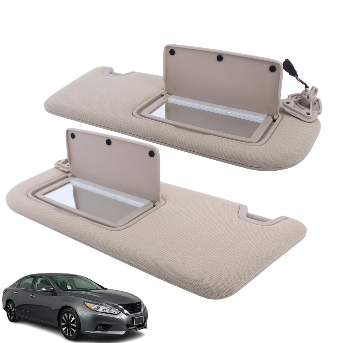 Beige Left Driver And Right Passenger Side Sun Visor With Lights Replacement For Altima 2019 2020 2021 2022 2023 2024
