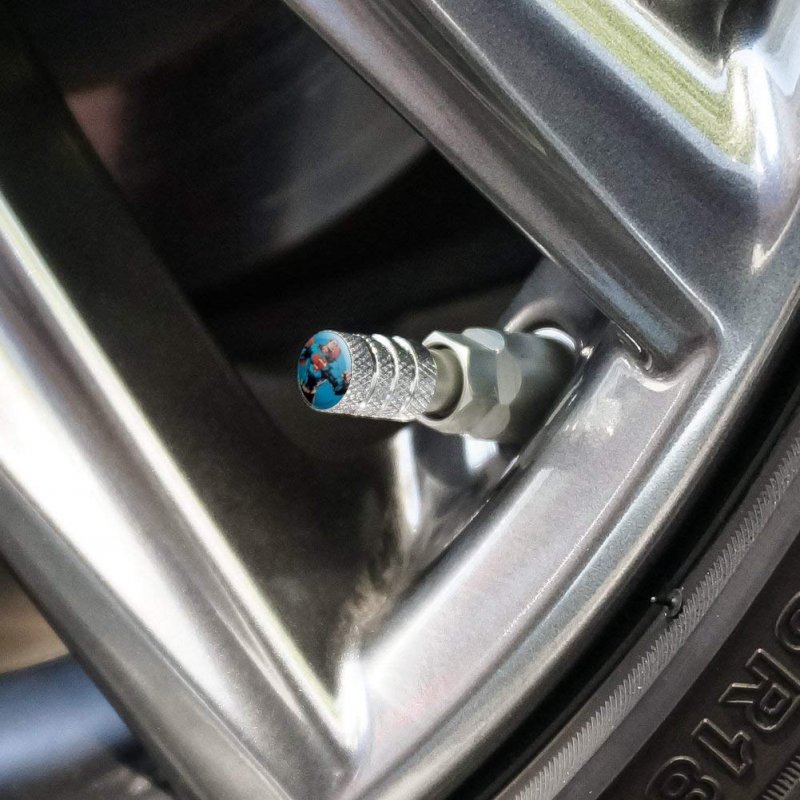 Superman Character Tire Rim Wheel Aluminum Valve Stem Caps 4 Piece Set For Cars Trucks And Vans Fits Schrader Type Valves