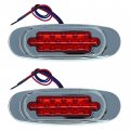 All Star Truck Parts Qty 2 Red Lens 6 5 Inch Led Side Marker Lights Clearance Chrome Base Bezel 16 Diodes Surface Mount Cab 