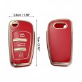 X Autohaux Car Key Fob Cover 3 Button Remote Case Tpu Full Protector Red For Audi Q3 2015-2020 A1 A3 Q7 Tt