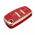 X Autohaux Car Key Fob Cover 3 Button Remote Case Tpu Full Protector Red For Audi Q3 2015-2020 A1 A3 Q7 Tt