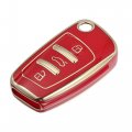 X Autohaux Car Key Fob Cover 3 Button Remote Case Tpu Full Protector Red For Audi Q3 2015-2020 A1 A3 Q7 Tt