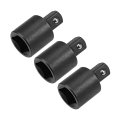 3pcs 1 2 Drive F X 3 8 M Socket Reducer Adapter Female To Male Cr-v Steel Black 
