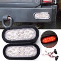 2 Red White 10-led Light Clear Lens 6 Oval Fog Back-up Reverse Stop Turn Parking Tail Truck Trailer