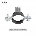 Uxcell 26-30mm Rigid Pipe Strap Clamps Carbon Steel Bracket Tube Clip M8 M10 Nut Size For Water 4 Pcs