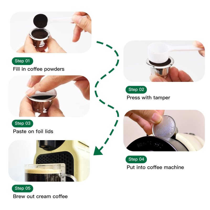 Biubox Reusable Capsules For Nespresso Originalline Refillable Espresso Coffee Pods Stainless Steel Cups Filters Compatible