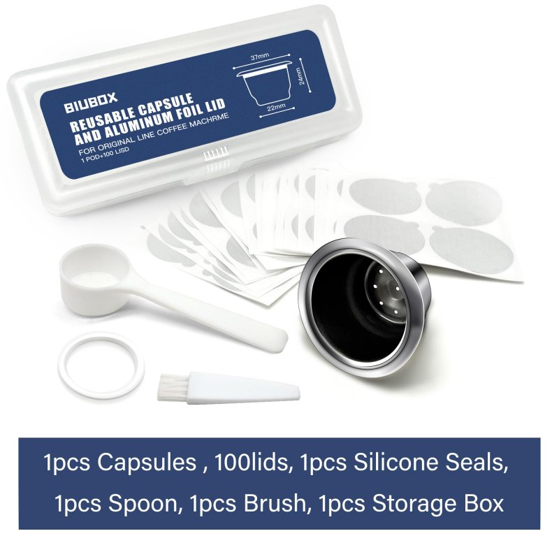 Biubox Reusable Capsules For Nespresso Originalline Refillable Espresso Coffee Pods Stainless Steel Cups Filters Compatible