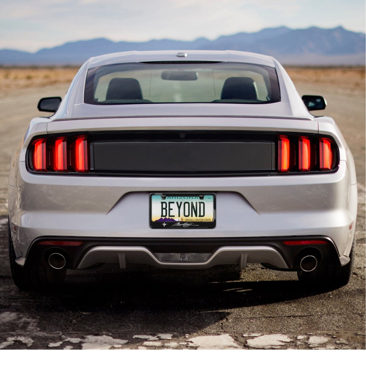 Ford Mustang Script Black Real 3k Carbon Fiber Glossy Finish License Plate Frame