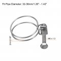 Uxcell 6pcs Double Wire Hose Clamp 32-36mm Adjustable Stainless Steel Clips With M6 Bolt For Dust Collection Pump Pipe