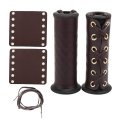 Motorcycle Handlebar Wraps 2-piece Leather Grip Covers With Strap Brown Heated Pads Modification Accessories