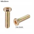 Uxcell M8x30mm Furniture Screw Hex Socket Machine Screws Zinc Plated Fasteners Bolts Full Thread Carbon Steel 10pcs