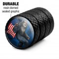 American Flag Patriotic Sasquatch Bigfoot Valve Stem Caps For Tire Rim Wheel Aluminum Black