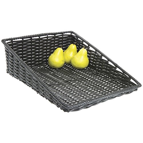 Wicker Look Tapered Storage Basket Rectangular Black 15 2 L X0 D 1 To 6 H