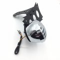 Motorcycle Side Mount License Plate Bracket With Integrated Led Tail Brake Light 7x4 In Black And Chrome For Chopper Bobber