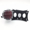 Xkh- Motorcycle Black Horizontal Vertical Zigzag Style Side Mount License Plate Bracket 7x4 Chrome Round Led Tail Brake Light