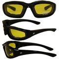 Birdz Eyewear Oriole Padded Motorcycle Glasses Black Frame Yellow Lens 