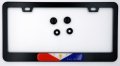Philippine Flag Metal Black Aluminium Car License Plate Frame Holder