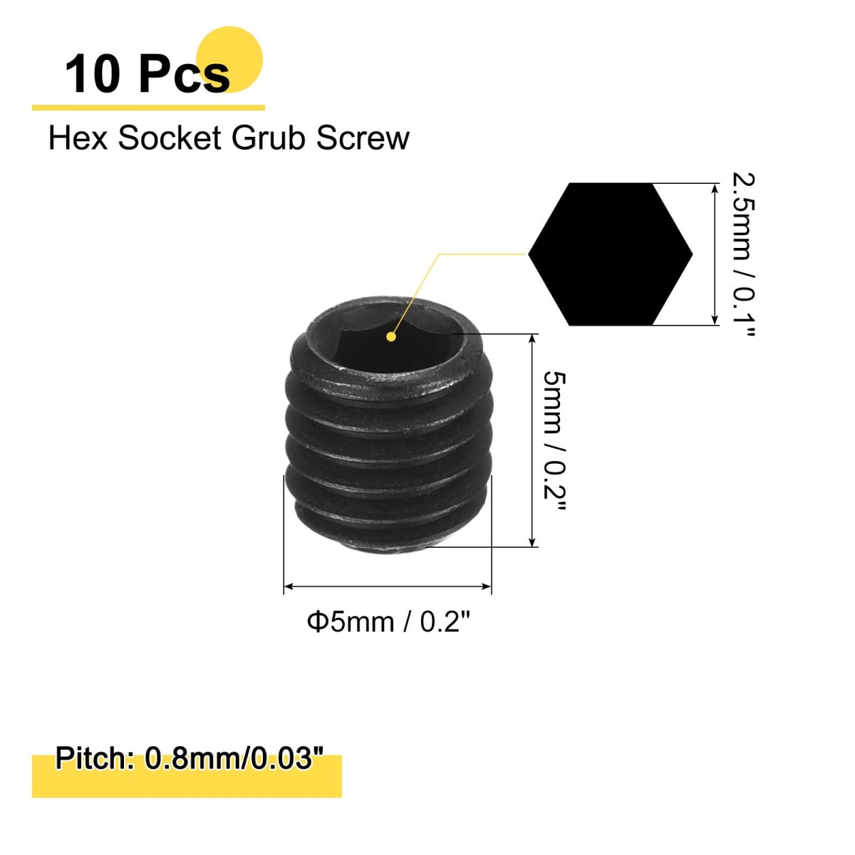 10pcs Hex Socket Grub Screw M5x5mm 304 Stainless Steel Head Set Screws Flat Point Bolt For Door Handles Light Fixture Repair