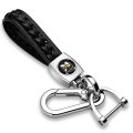 Dodge Scat-pack Black Braided Rope Style Genuine Leather Chrome Hook Key Chain 