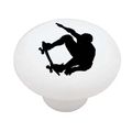 Skateboard Flyer Silhouette High Gloss Ceramic Drawer Knob 