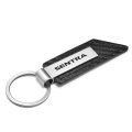 Nissan Sentra Pu Leather Carbon Fiber Texture Strap Silver Metal Bar Key Chain Official Licensed