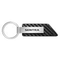 Nissan Sentra Pu Leather Carbon Fiber Texture Strap Silver Metal Bar Key Chain Official Licensed