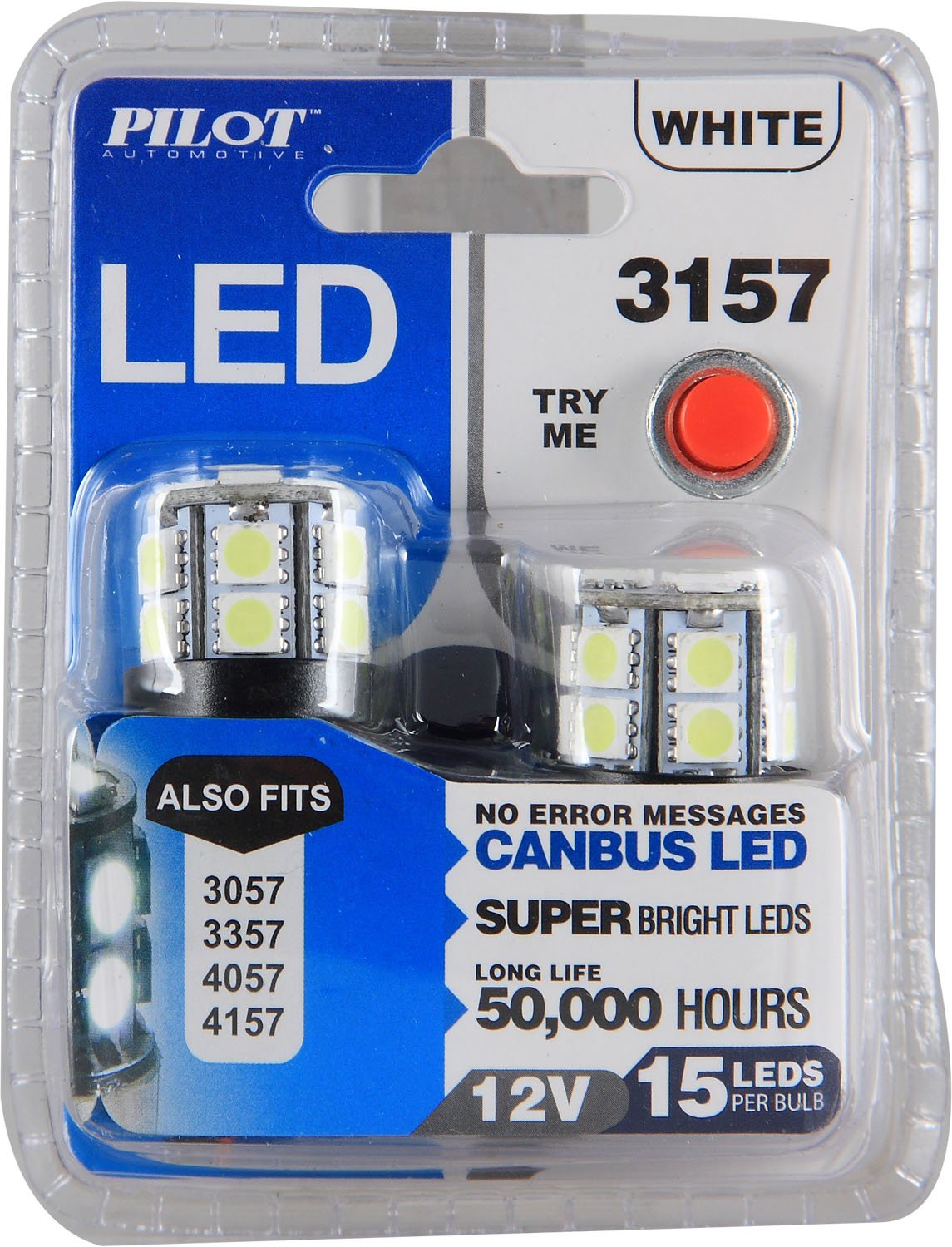 Pilot Automotive Il-3157w-15-am White 15-smd Led Turn Tail Light Bulb 2 Piece