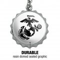 Marine Corps Usmc Black On White Eagle Globe Anchor Officially Licensed Keychain Chrome Plated Metal Pop Cap Bottle Opener