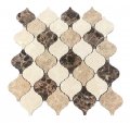 Mix Light And Dark Emperador Crema Marfil 3 In Arabesque Lantern Polished Marble Mosaic Floor Wall Tile For Kitchen Backsplash 