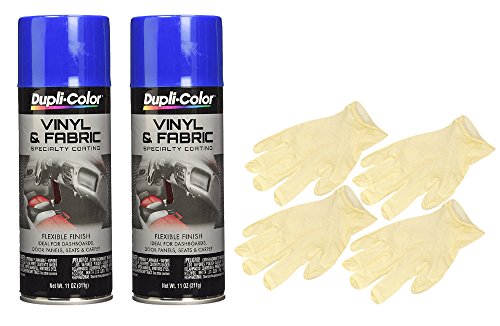 Dupli-color Blue High Performance Vinyl And Fabric Spray 11 Oz Bundle With Latex Gloves 6 Items